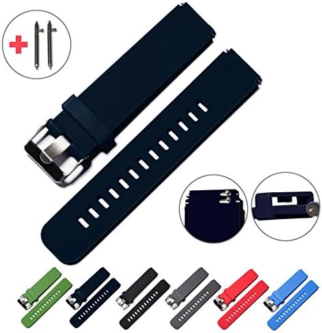 Quick Release Watch Bands - Choice of Colors & Widths (18mm, 20mm or 22mm) - Soft Silicone Rubber (Deep blue ash, 18mm)