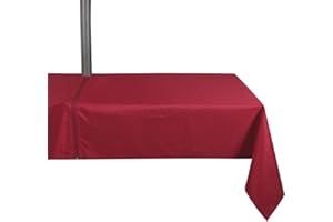 youngseahome Outdoor Tablecloth Wrinkle-Free Stain Resistant Waterproof Polyester Fabric Table Cover with Zipper Umbrella Hole for Picnic/Party/Dinner/Patio Garden(60×84inch,Zippered,Red)