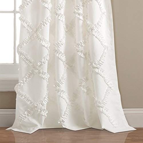 Lush Decor, White Ruffle Diamond Curtains Textured Window ...