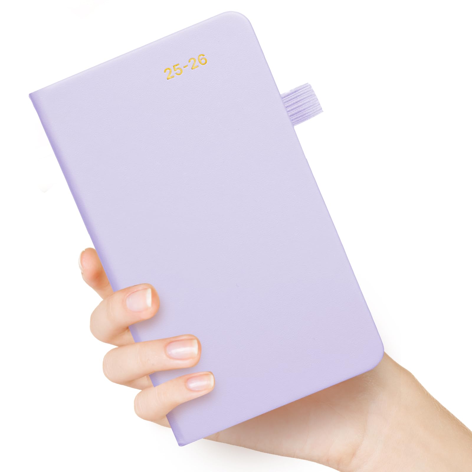 Photo 1 of 2025-2026 Pocket Weekly Planner for Purse, Small Calendar Book 3.6" x 6", Academic Year Planner with Monthly & Weekly View, Hardcover Agenda with Bookmark & Strap, Undated Note Pages, for Women, Teacher, Work, Purple