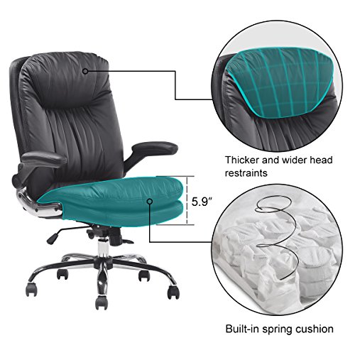 YAMASORO Ergonomic High-Back Black Executive PU Leather Office Chair with Flip-Up Arms, Swivel, Big and Tall BLACK