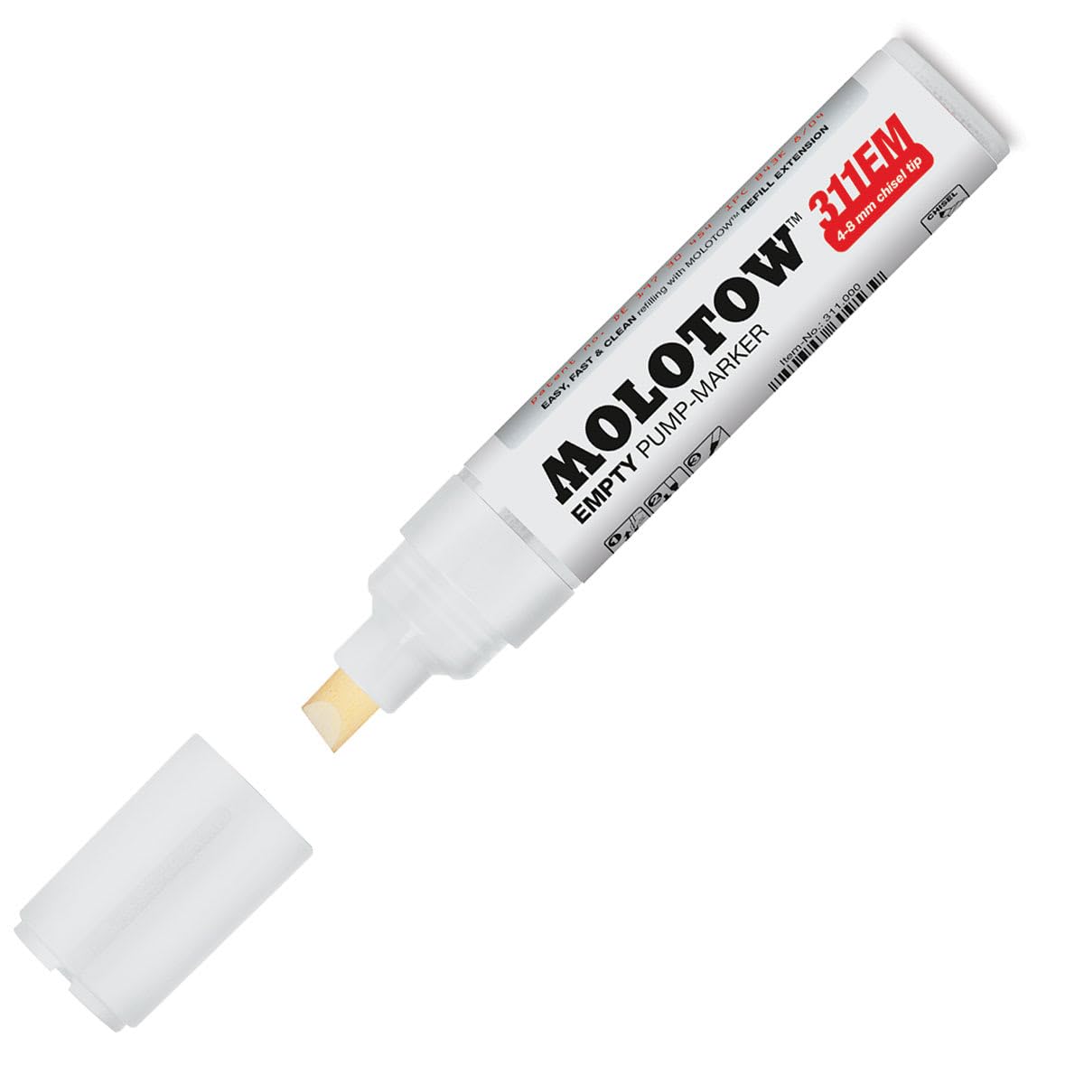 Molotow One4All 311EM Empty Marker with the patented Flowmaster™ pump valve and 4-8mm Chisel-Tip