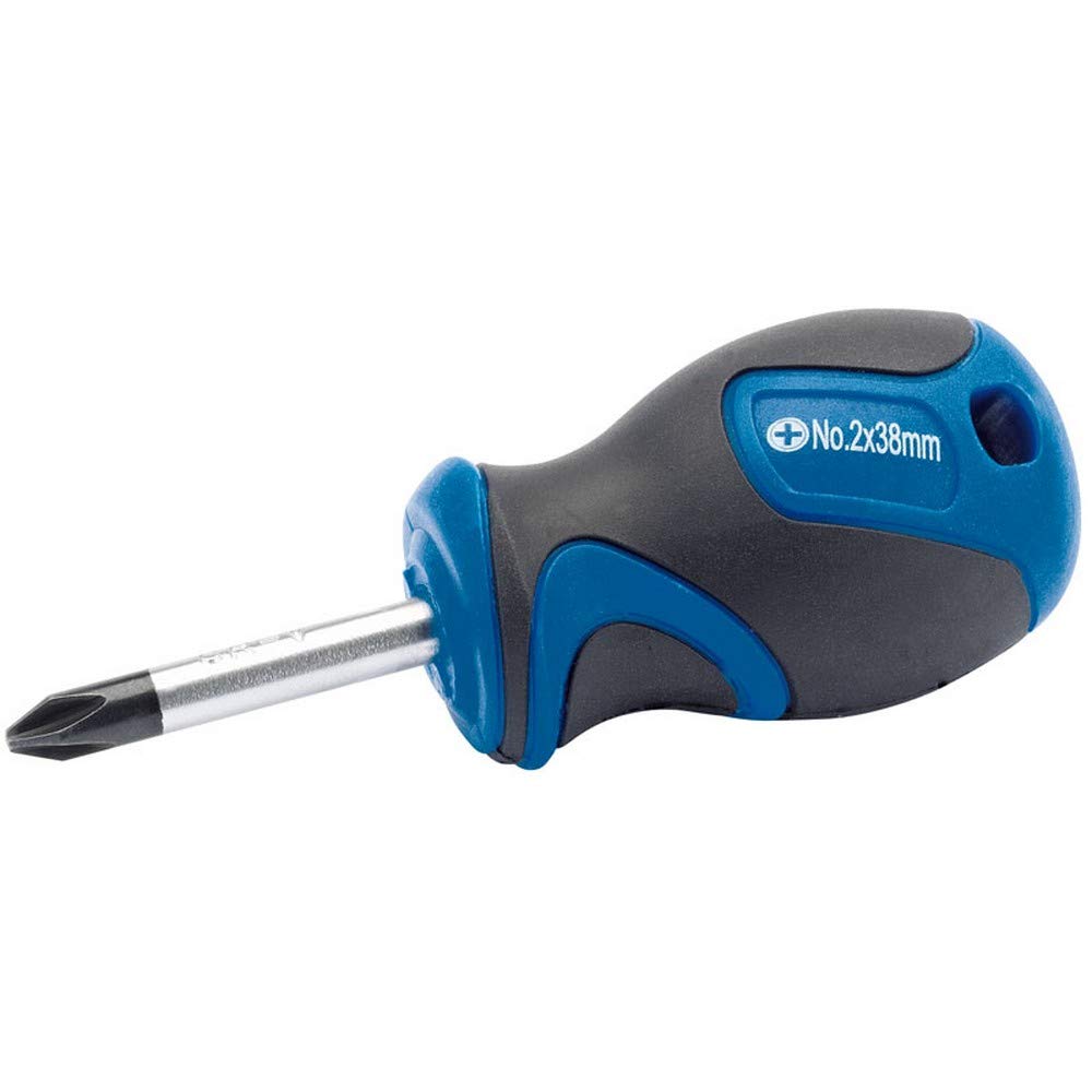 Draper 50181 Soft Grip Cross Slot Screwdriver, 38 mm Blade Length , Blue