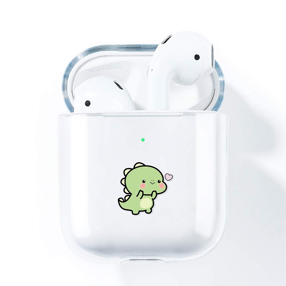 AKABEILA Airpods Case Cover, Compatible for Apple Airpods 2 1 Case Silicone Clear With Design for Air Pods 2nd 1st Generation Front LED Visible Wireless Charging Women Transparent Cute