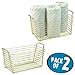 mDesign Farmhouse Metal Storage Organizer Basket Bin with Handles - Holds Hand Soaps, Body Wash, Shampoos, Lotion, Conditioners, Hand Towels, Hair Accessories, Body Spray - Medium, 2 Pack - Gold Brass