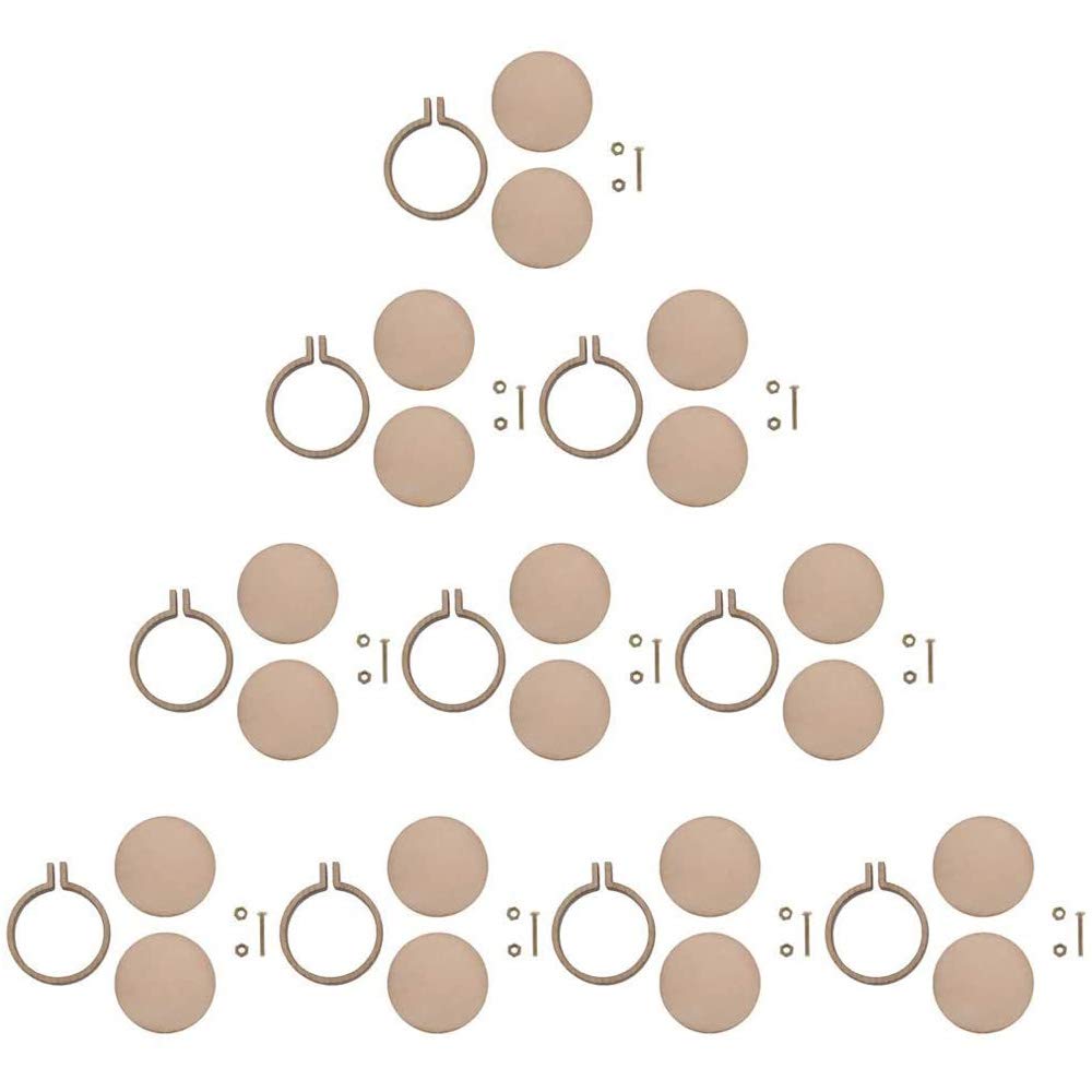 POFET 10pcs Mini Wood Hoops Punched for Cross Stitch Round Embroidery Hoop Frame Cross Stitch, Arts, DIY Crafts Tool (5.7cm×5cm,External Dimension)