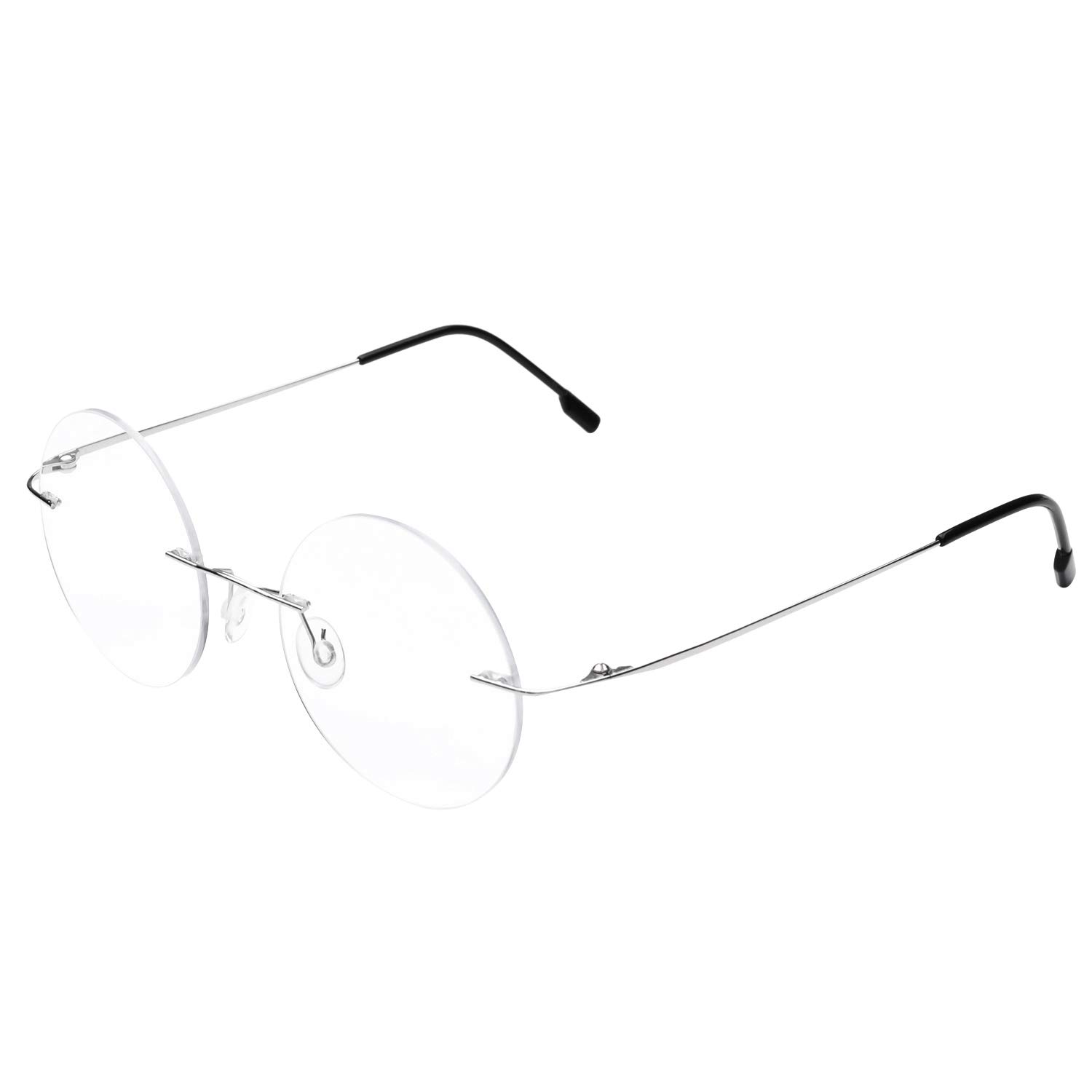 Fuisetaea Round Reading Glasses Titanium Alloy Lightweight Rimless Readers Eyeglasses +0.50