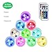 10pcs Submersible LED Lights 100% Waterproof CR2450 Mood Light Underwater Lights Battery Powered with IR Remote Control for Vase,Fishtank,Wedding,Halloween,Christmas