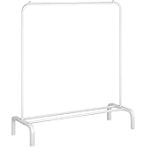 OTROUWORHT Clothes Rack Metal Clothing Rack with Bottom Shelf Garment Rack for Hanging Clothes Shirts Jeans and Coats White