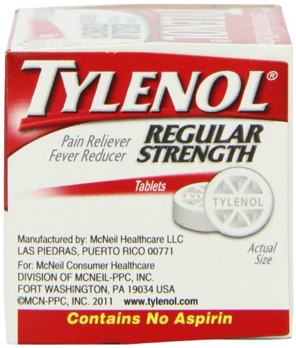 TYLENOL REGULAR STRENGTH TABLETS WITH 325 MG OF ACETAMINOPHEN, FEVER REDUCER & PAIN RELIEVER FOR HEADACHE, BACK ACHE, MUSCLE PAIN & MENSTRUAL CRAMPS, 2 PACK