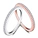 Eternity Love Women's Wedding Band Stackable Ring Round Brilliant Cubic Zirconia Rose White Gold Plated Engagement Promise Anniversary Ring