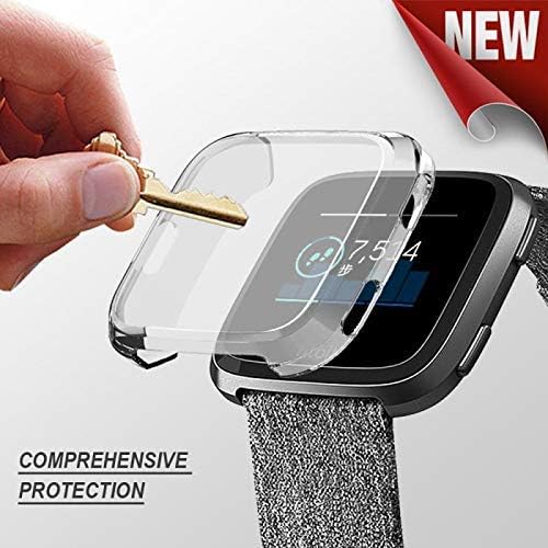 PSRAT Fitbit Versa case, Fitbit Versa Screen Protector TPU All-Around Full Front Protective Case 0.3mm HD Clear Cover for Fitbit Versa Smart Fitness Watch (Transparent)