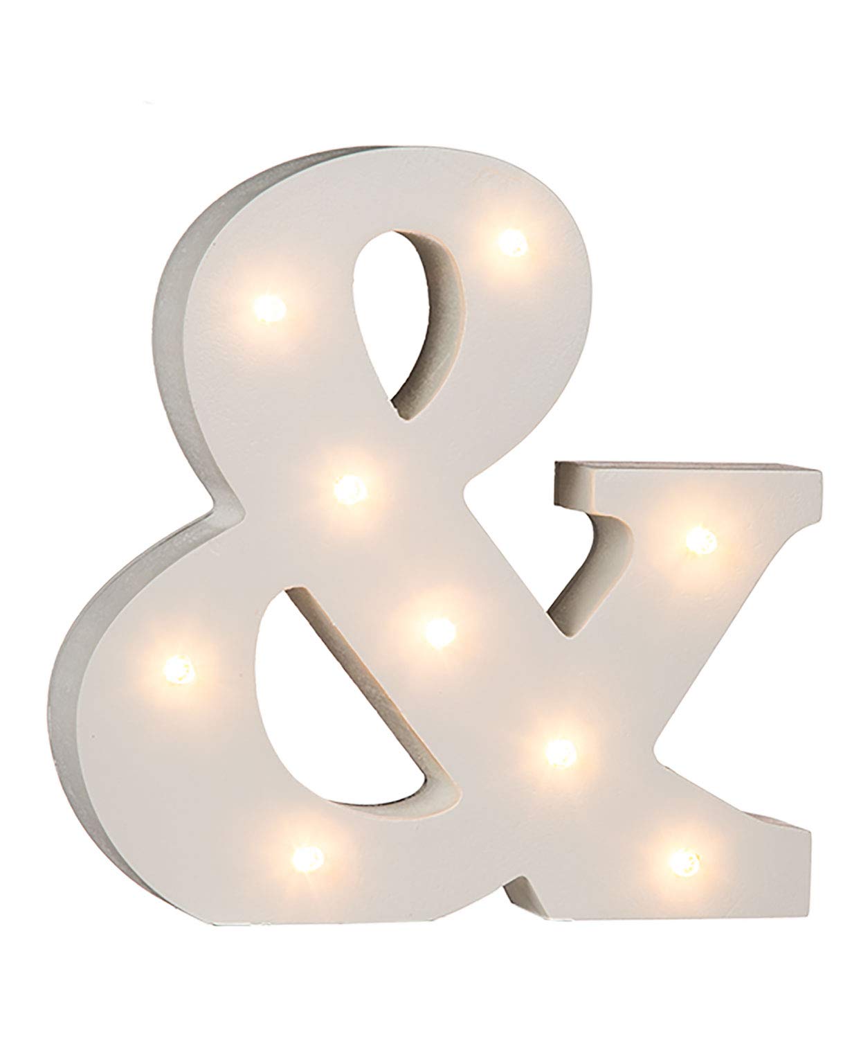 OOTB "Illuminated Symbol &" Light with 9 LED, Wood, White
