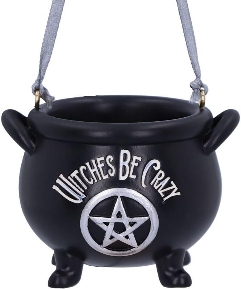 Nemesis Now Witches Be Crazy Cauldron Hanging Ornament 6.1cm, Resin, Black, Gothic Alternative Festive Decoration, Cast in the Finest Resin, Expertly Hand-Painted