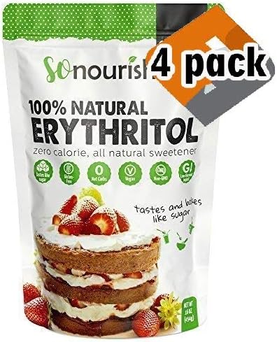 Erythritol Sweetener Granular (1 lb / 16 oz) - Perfect for Diabetics and Low Carb Dieters - No Calorie Sweetener, Non-GMO, Natural Sugar Substitute, 4 Pack