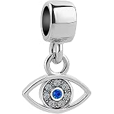 KunBead Blue Evil Eye Love Dangle Charms Compatible with Pandora Bracelet Necklace Birthday Jewelry Gifts for Women