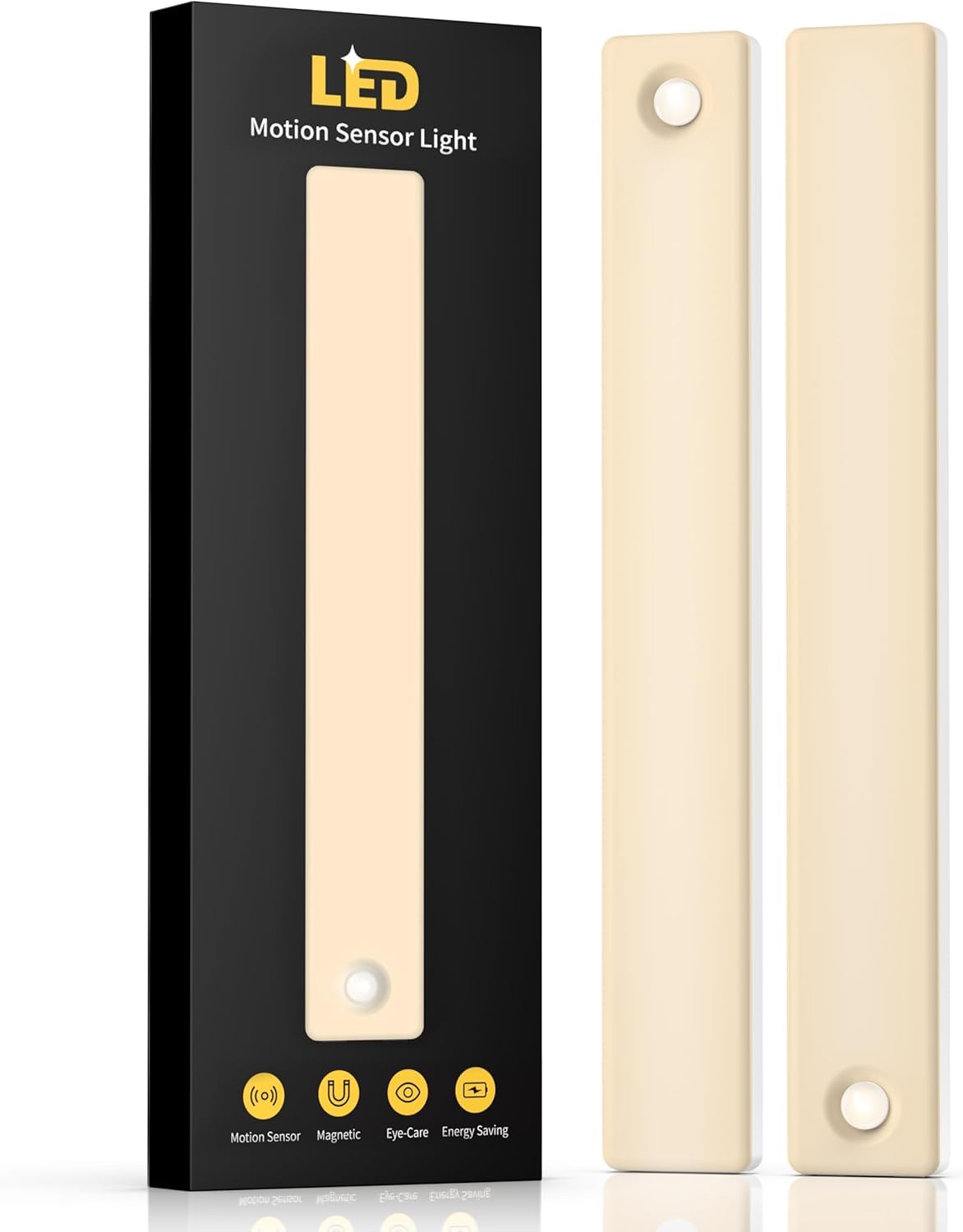 Photo 1 of 2 Pack Under Cabinet Lighting, Motion Sensor Light Indoor, Rechargeable Closet Lights Battery Operated, Wireless Dimmable LED Cabinet Lights, Under Counter Lights for Kitchen Warm Color