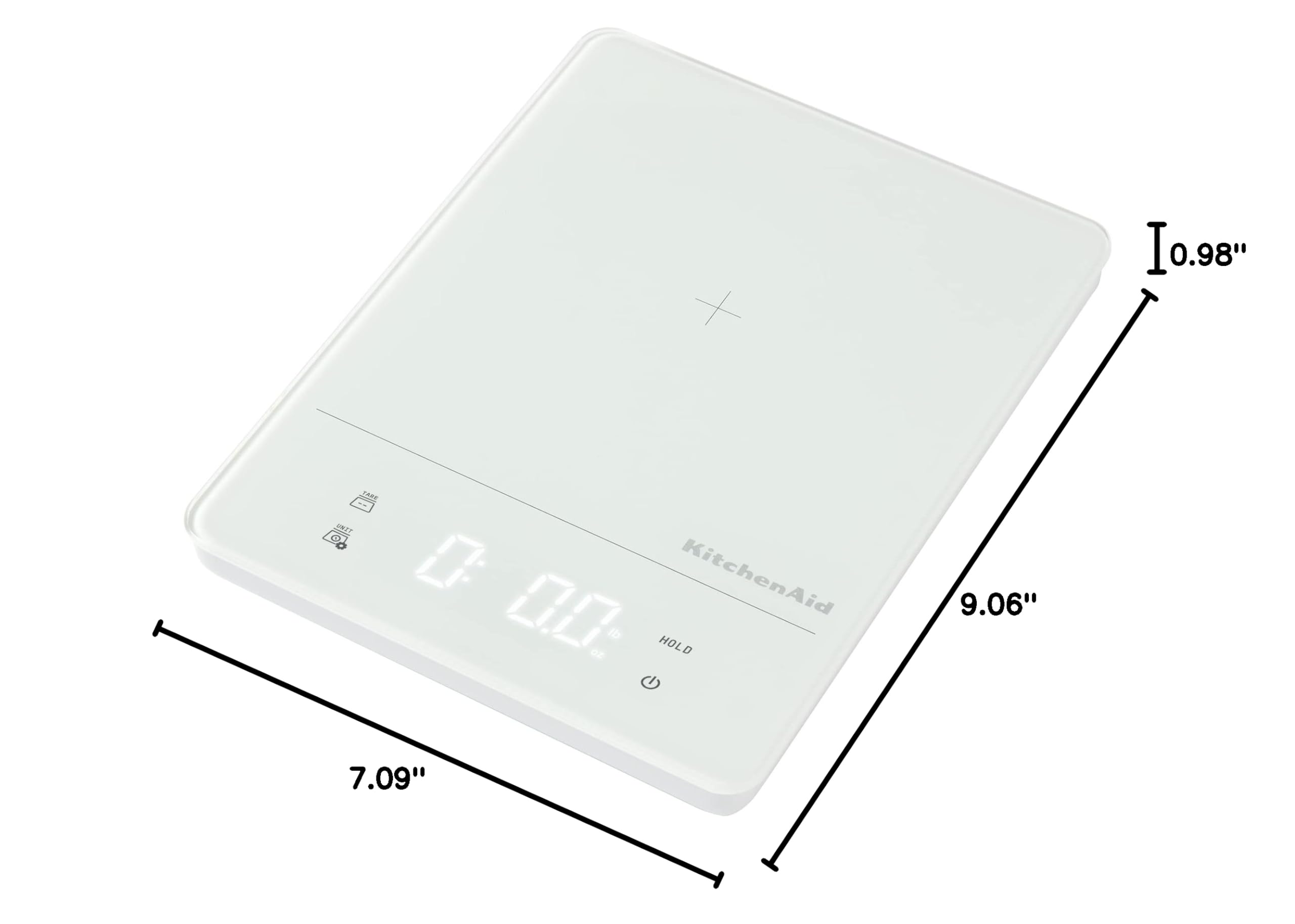 KitchenAid KQ913 Digital Waterproof (IPx7) Kitchen and Food Scale, LED readout, 11 Pound Max Capacity, White