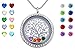 Floating Charms Living Memory Locket with 24 Birthstones,Gifts for Mom Girls Wife Sister Aunt Nieces Friends Daughter Boys, Silver Magnetic Closure Stainless Steel Jewelry