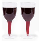 Prestee 24 Clear Stemmed Plastic Wine Glasses - 10 oz Disposable Wine Glasses for Parties - Plastic Goblet Cups with Stem for Weddings, Tasting Wines, Patio Gatherings, and Elegant Party Supplies