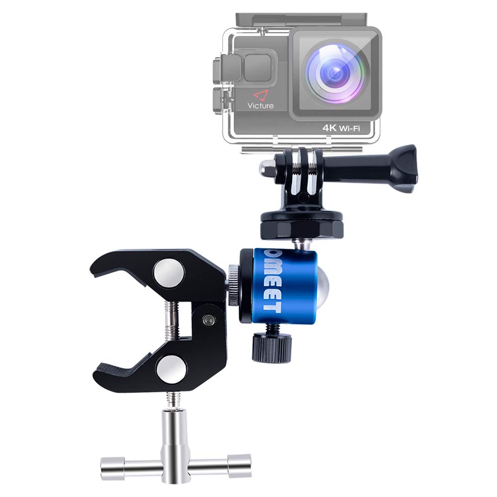 Homeet Clamp Mount for Action Camera with Ball Head Clamp Stands Metal with 1/4\