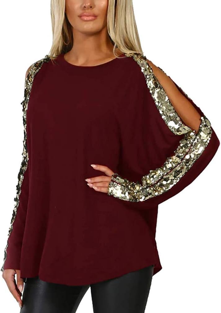 ladies plus size sparkly tops