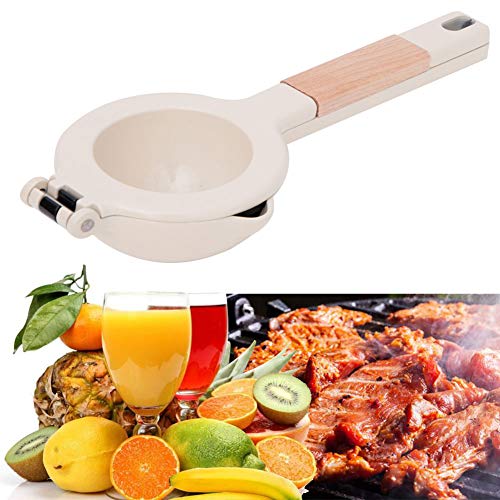 APWONE Lemon Lime Squeezer Citrus Manual Press Juicer, Creative Fresh Orange Grape Juicing Premium Food Grade Metal with Wooden Handle - Beige