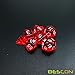 Bescon Mini Translucent Polyhedral RPG Dice Set 10MM, Small RPG Role Playing Game Dice Set D4-D20 in Tube, Transparent Red