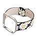 YOSWAN Replacement Band for Fitbit Blaze, Watchband Floral Soft Leather Strap Replacement Watch Band Wristband Bracelet Strap and Frame for Fitbit Blaze (Chrysanthemum Black)