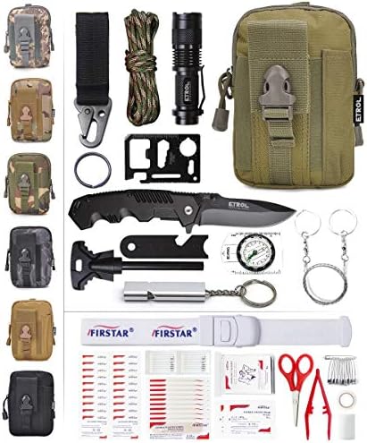 ETROL Emergency Survival Kit, First Aid Kit, Upgraded Tactical Molle Pouch, 90-in-1 Outdoor Camping Gear for Car, Fishing, Boat, Hunting, Hiking, Home, Earthquake, Office