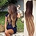 22" One Piece Clip in Hair Extensions Ombre Dip Dye 2 Tones 3/4 Full Head Straight Black Brown Blonde (Dark brown to sandy blonde)