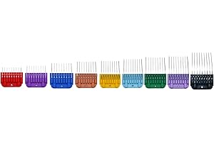 COSYONALL Animal Stainless Steel 9 Color Dog Guide Comb Set,Cutting Length 1/8" to 1 1/4" for 10#/15#/30# A5 Detachable Blade,Compatible with Andis, Oster A5, Wahl KM Series Clipper Guards