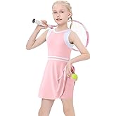 LIONJIE Girls Tennis Golf Dress Outfit Sleeveless Workout Athletic Dresses with Shorts Pockets 4-13Y