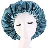 Cospack Satin Bonnet Sleep Bonnet Cap - Extra Large Double Layer Reversible Adjustable Satin Cap for Sleeping Hair Bonnet Gre