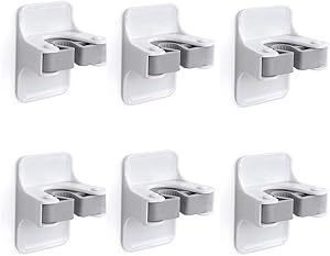 Broom Holder, McoMce Sturdy Broom Holder Wall Mount, Broom Gripper Holds Self Adhesive No Drilling Super Anti-Slip, Broom and Dustpan Hanger for Home, Kitchen, Garden, Garage Storage Systems, 6 PCS