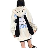 grhaat Kawaii Hoodie Zipper Harajuku Puppy Long Ear Casual Loose Hooded Sweatshirt Cutecore Y2k Graphic Pullovers