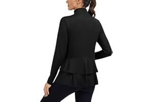 LURANEE Women's Golf Athletic Jackets with Pleated Tennis Skirt Hem Lightweight Full Zip Long Sleeve Shirts with Pockets