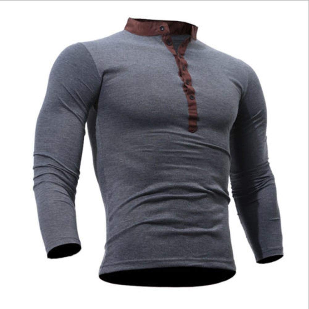 SUNSIOM Mens Casual Slim Fit Basic Henley Long Sleeve T-Shirt Plain Top Tee