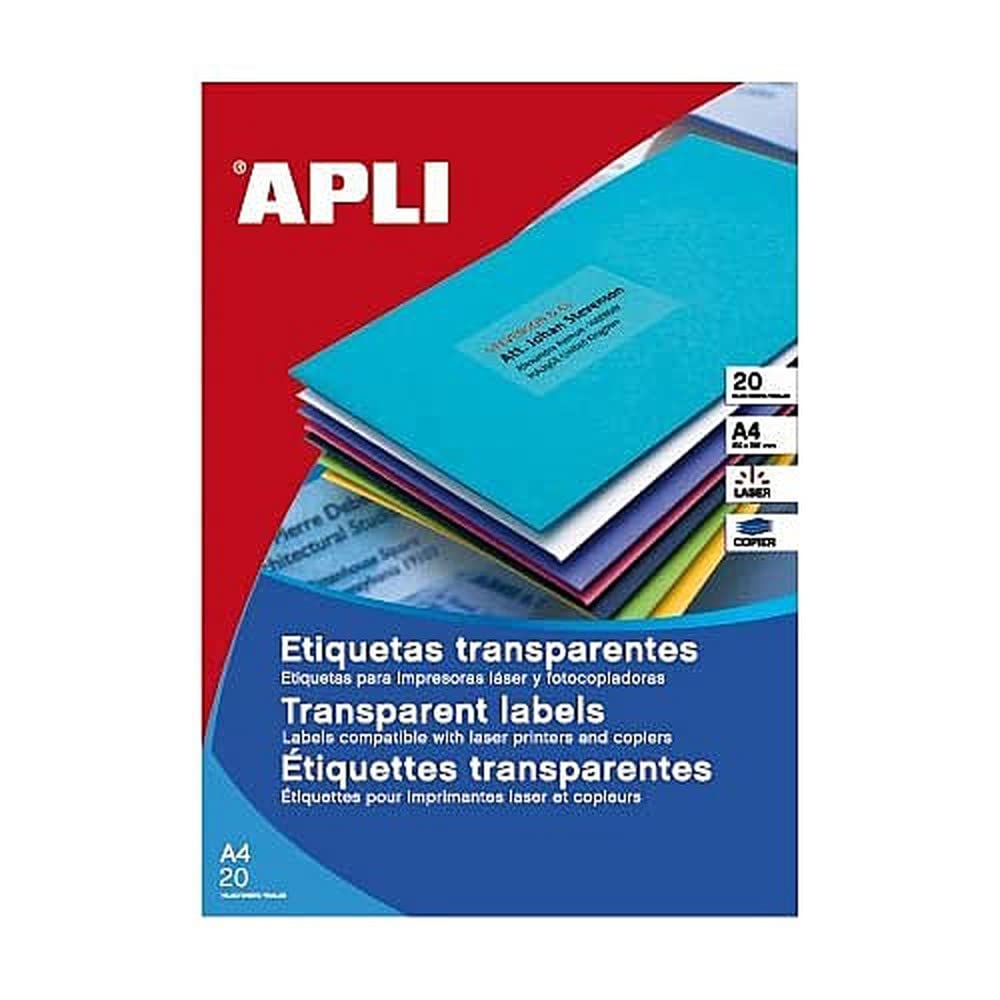 Apli Paper Ref. 1225 Transparent Polyester Adhesive Labels L/C A4
