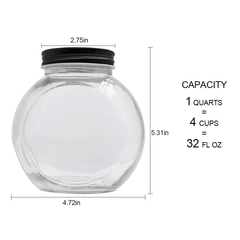 Clear Glass Piggy Bank with Black Slotted Lid, Well Sized Coin Bank, Two Placement Methods Money Tip Coin Jar for Adults Teens Kids Girls Boys