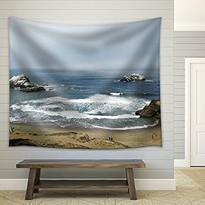 Top View of Sea Shore - Fabric Wall Tapestry Home Decor - 51x60 inches