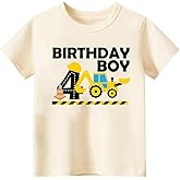 cheerilulu 2nd 3rd 4th 5th Birthday Boy Shirt Toddler Kids T-Shirt, Happy Toddler Birthday Tee, Excavator Graphic Shirt
