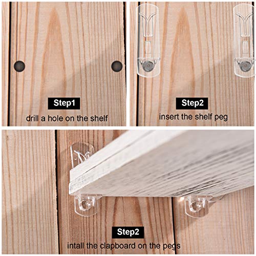 60 Pieces Shelf Support Peg Plastic Locking Shelf Support Peg Clear