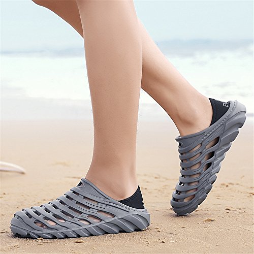 Kqpoinw Summer Unisex Garden Clogs Walking Slippers Lightweight Breathable Sandals Anti-Slip Quick Drying Beach Water Shoes ((Men)7 US/41 EU=10.04", Grey)