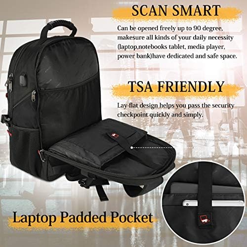 Laptop Backpack 17 Inch Extra Large Travel Backpack for Men Waterproof School College Backpack with USB Charging Port Business Computer Gaming Backpack for Men Women Black 4 Laptop Backpack 17 Inch Extra Large Travel Backpack for Men Waterproof School College Backpack with USB Charging Port Business Computer Gaming Backpack for Men Women Black
