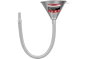 BILITOOLS 24" Metal Flexible Oil Funnel with Filter for Automotive Oil Fluid Changing Long Bendable Spout Funnel