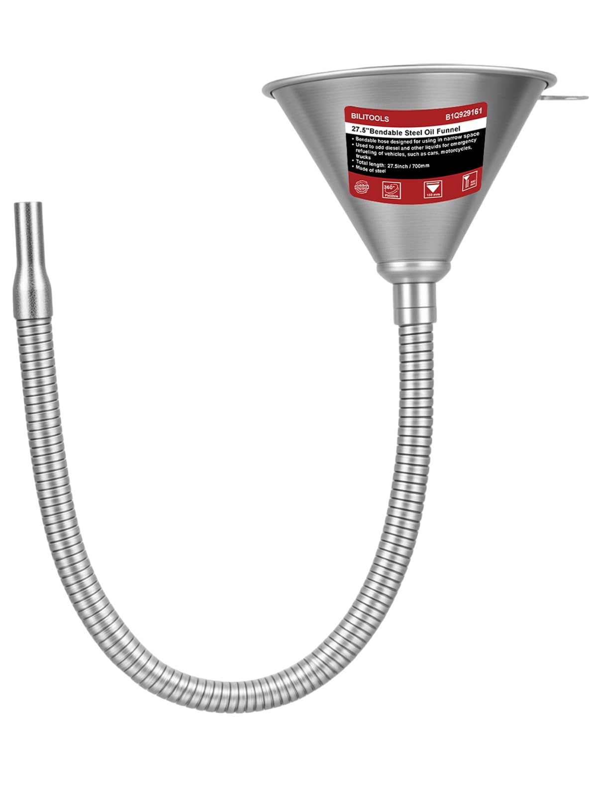 Photo 1 of BILITOOLS 26.2" Steel Flexible Oil Funnel with Filter for Automotive Use, Metal Bendable Spout Funnel for Oil Fluids Change, Long Funnels for Transmission Fluid