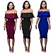 Wonderoy Women's Ruffles Off Shoulder Fitted Club Party Cocktail Bodycon Midi Dress M Red 1#