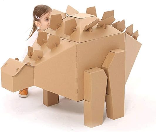 Amazon Diy段ボールおもちゃ大恐竜モデル段ボール箱 子供3dスペース厚い段ボール安全な無毒な手描きのギフトテントキャンプ親子クリエイティブ おもちゃ 剣歯ドラゴン ハウス おもちゃ