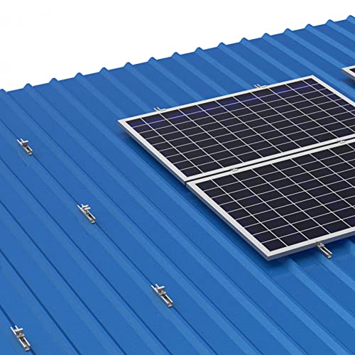 Solar Panel Bracket Flat Roof, Aluminium Photovoltaic Mounting Rail 12 cm, Adjustable Black Clamp for 30-35 mm Thick Modules, Solar Panel Mount Mounting Set, 2 Modules, Suitable for Flat Roof Trapezoidal Roof